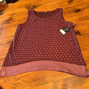 NWT Simply Vera Verawang Sleeveless Layered Burgundy Top Size Large